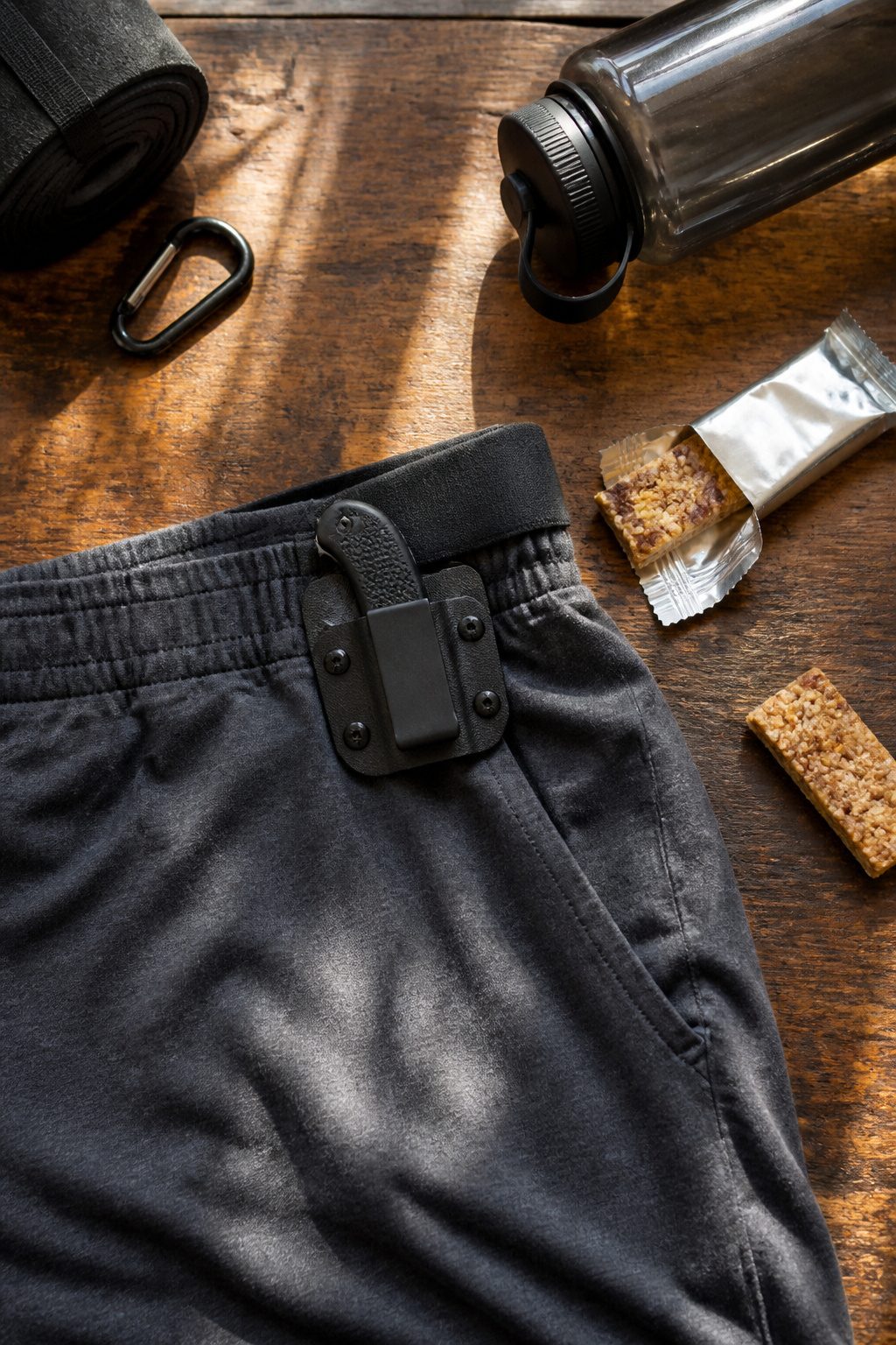 Belt Clip Holster Hardware: Types, Materials and Carry Tradeoffs 6 Clip-on belt displayed with Ulti-Clips gripping the waistband.