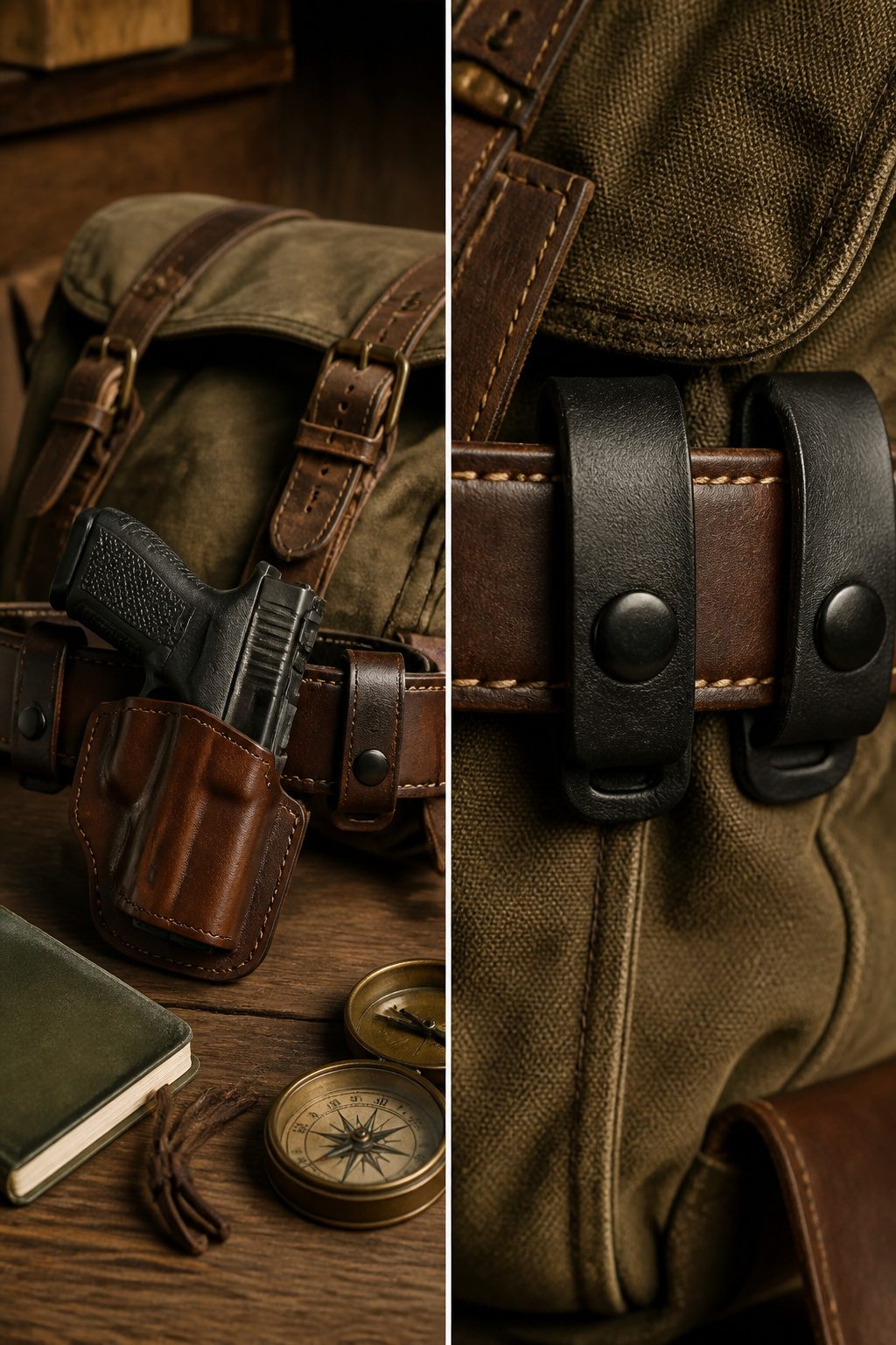 Belt Clip Holster Hardware: Types, Materials and Carry Tradeoffs 4 Soft loop attachment with a metal snap behind a belt.