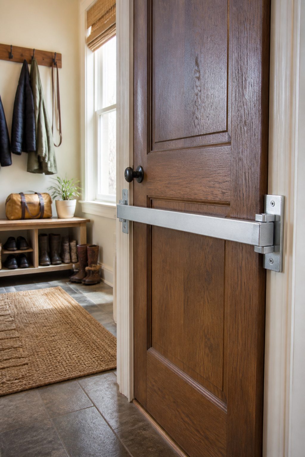 Door Security Bar: 8 Models and How to Choose in 2026 5 Doorricade Standard 38-Inch Door Bar installed on a door frame.