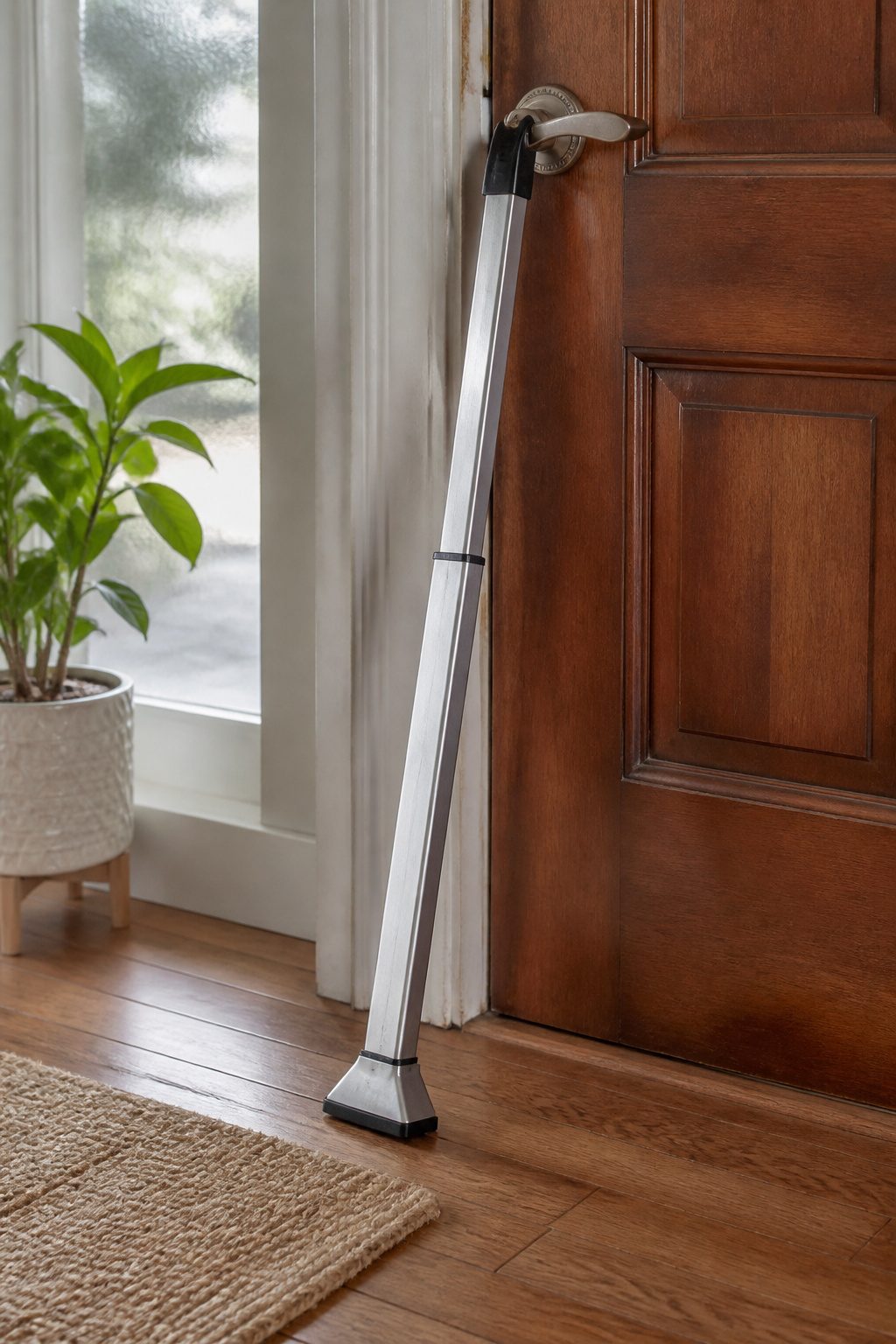 Door Security Bar: 8 Models and How to Choose in 2026 2 MSIC Global SecuraDoor Heavy-Duty Security Door Bar on a wooden door.