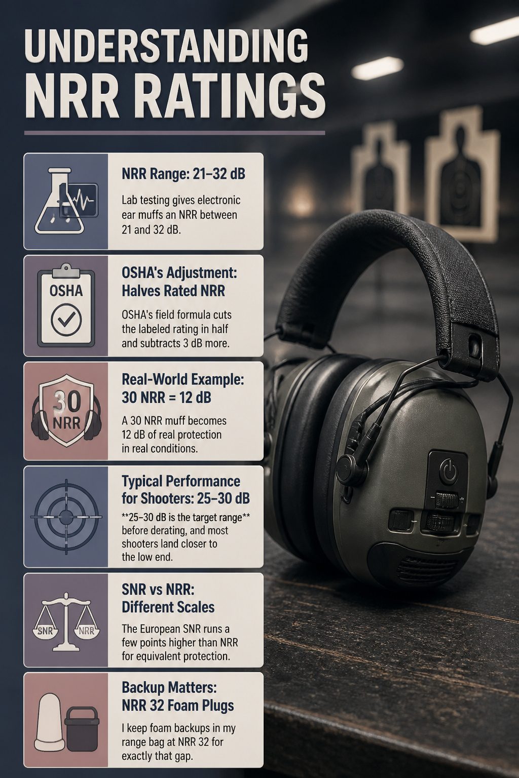 12 Electronic Ear Muffs by Category for 2026 13 An informative image explaining NRR ratings for ear protection.