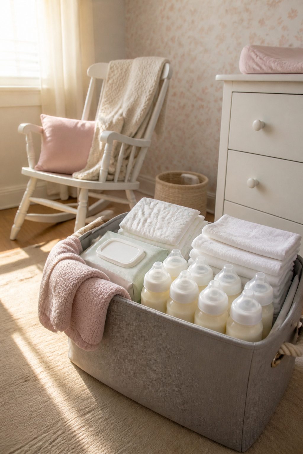 Emergency Preparedness Kits: What to Include in Yours 12 A bin filled with baby supplies including formula, diapers, and wipes.