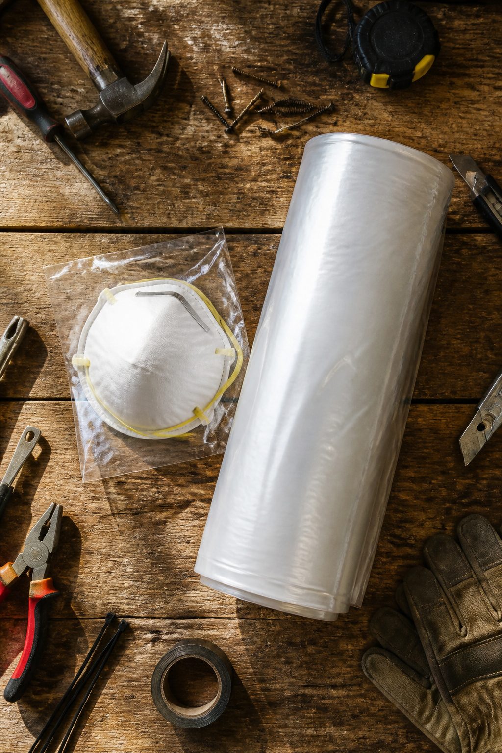 Emergency Preparedness Kits: What to Include in Yours 9 An N95 dust mask and rolls of plastic sheeting for emergency use.