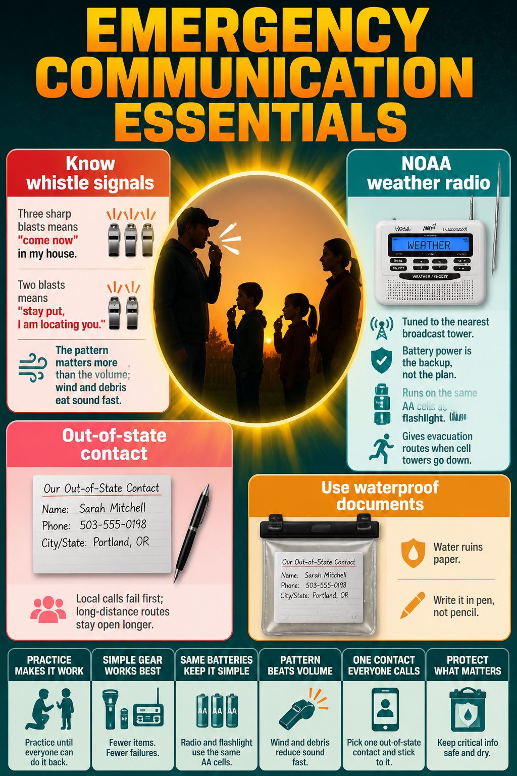 Emergency Preparedness Kits: What to Include in Yours 18 Emergency communication essentials including a whistle and contact card.