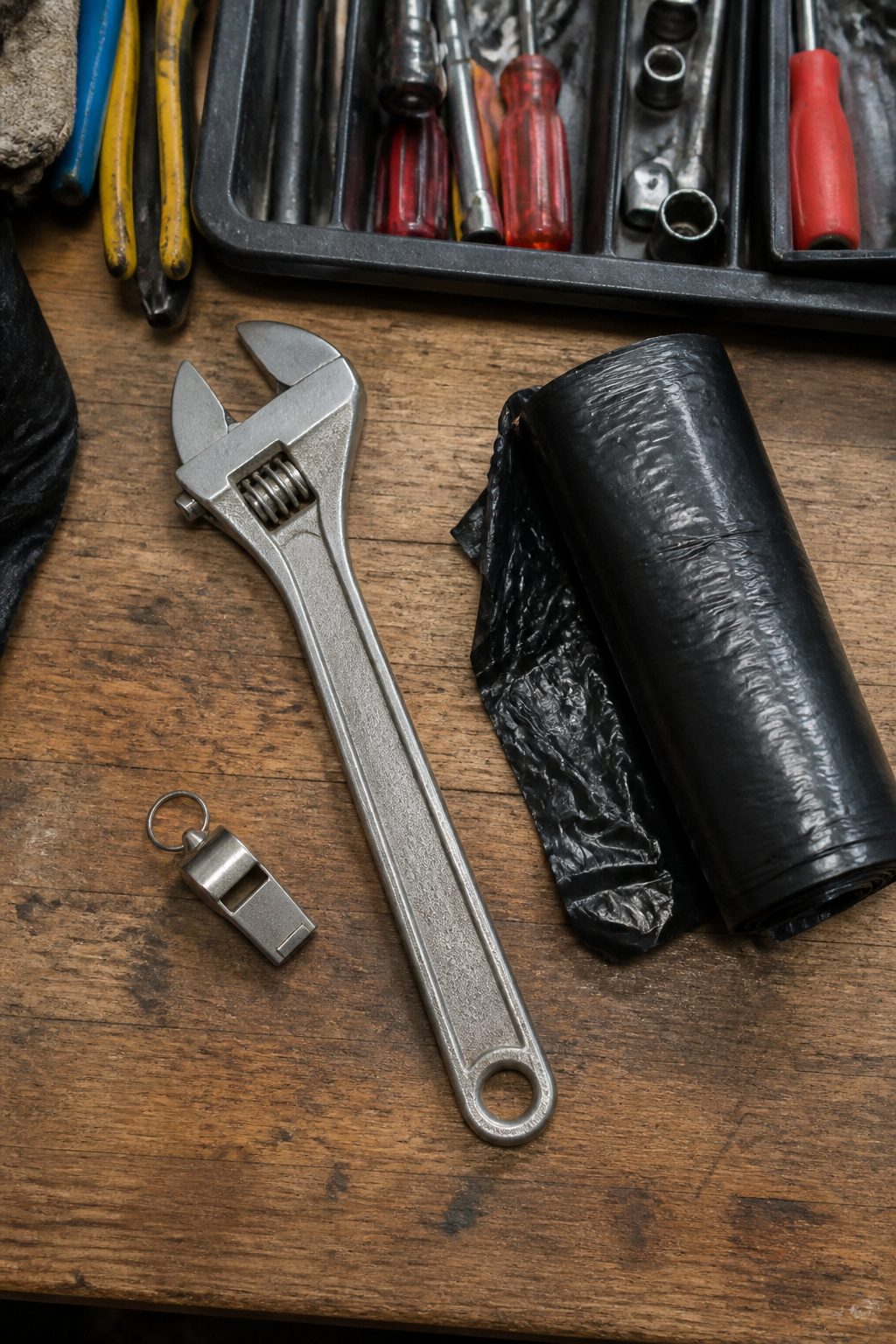 Emergency Preparedness Kits: What to Include in Yours 10 A wrench and whistle placed together in an emergency preparedness kit.