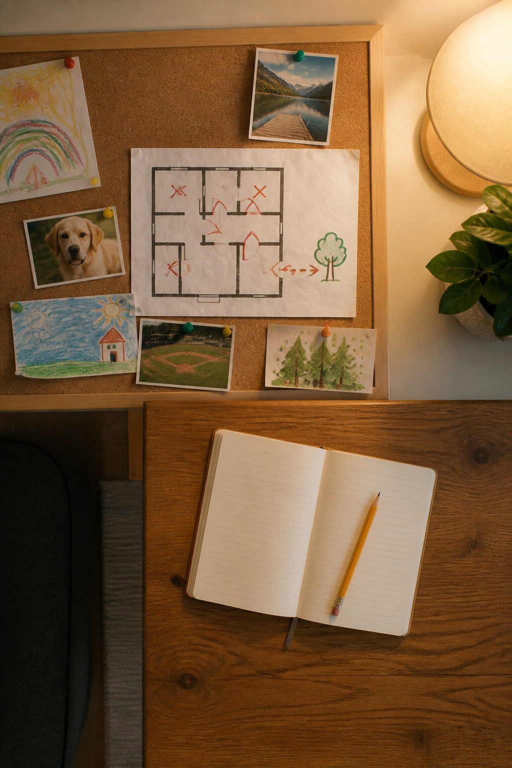Home Fire Safety Steps for Every Household 3 A drawn floor plan highlighting exits and smoke alarm locations.
