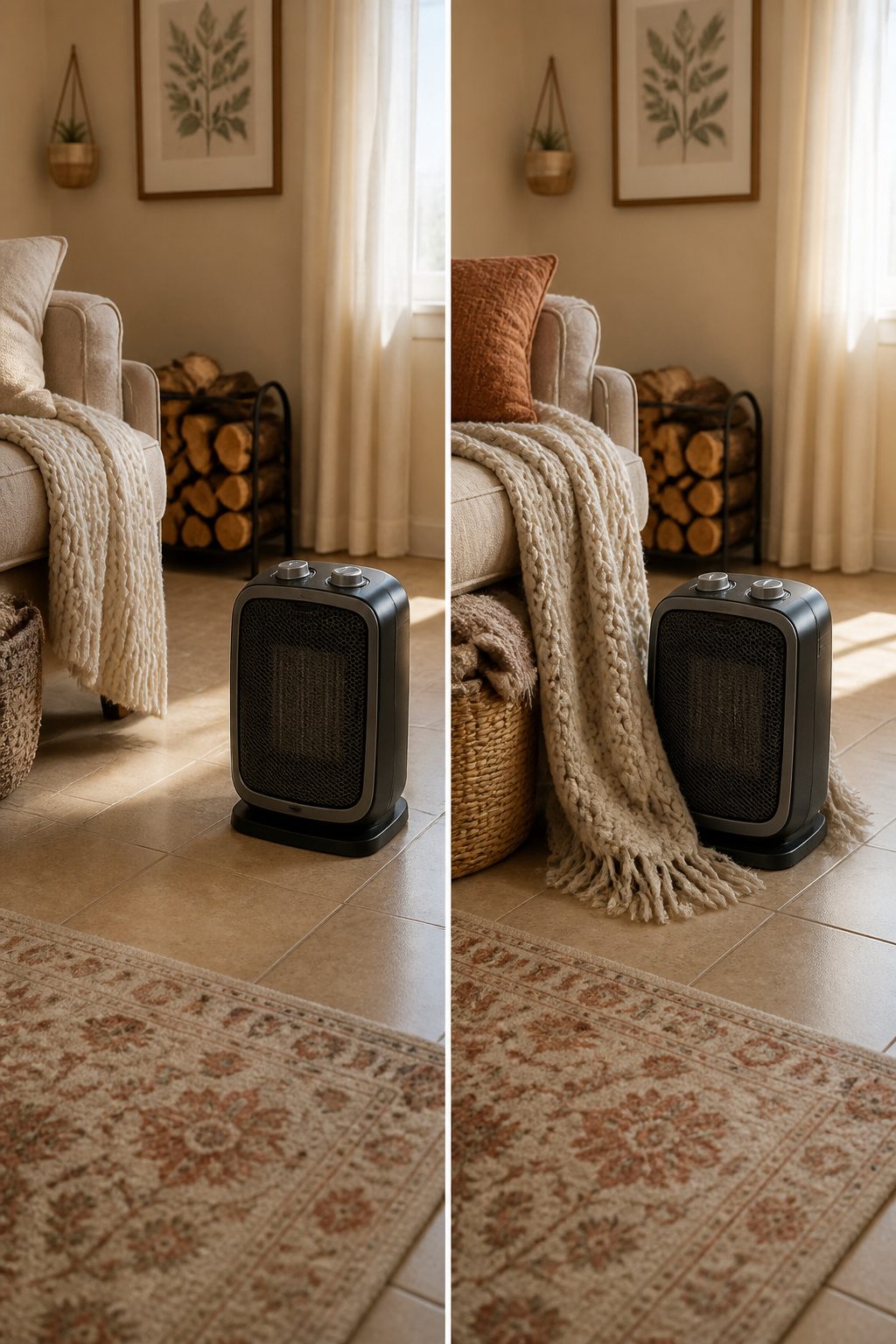 Home Fire Safety Steps for Every Household 7 A space heater positioned on a flat surface in a room.