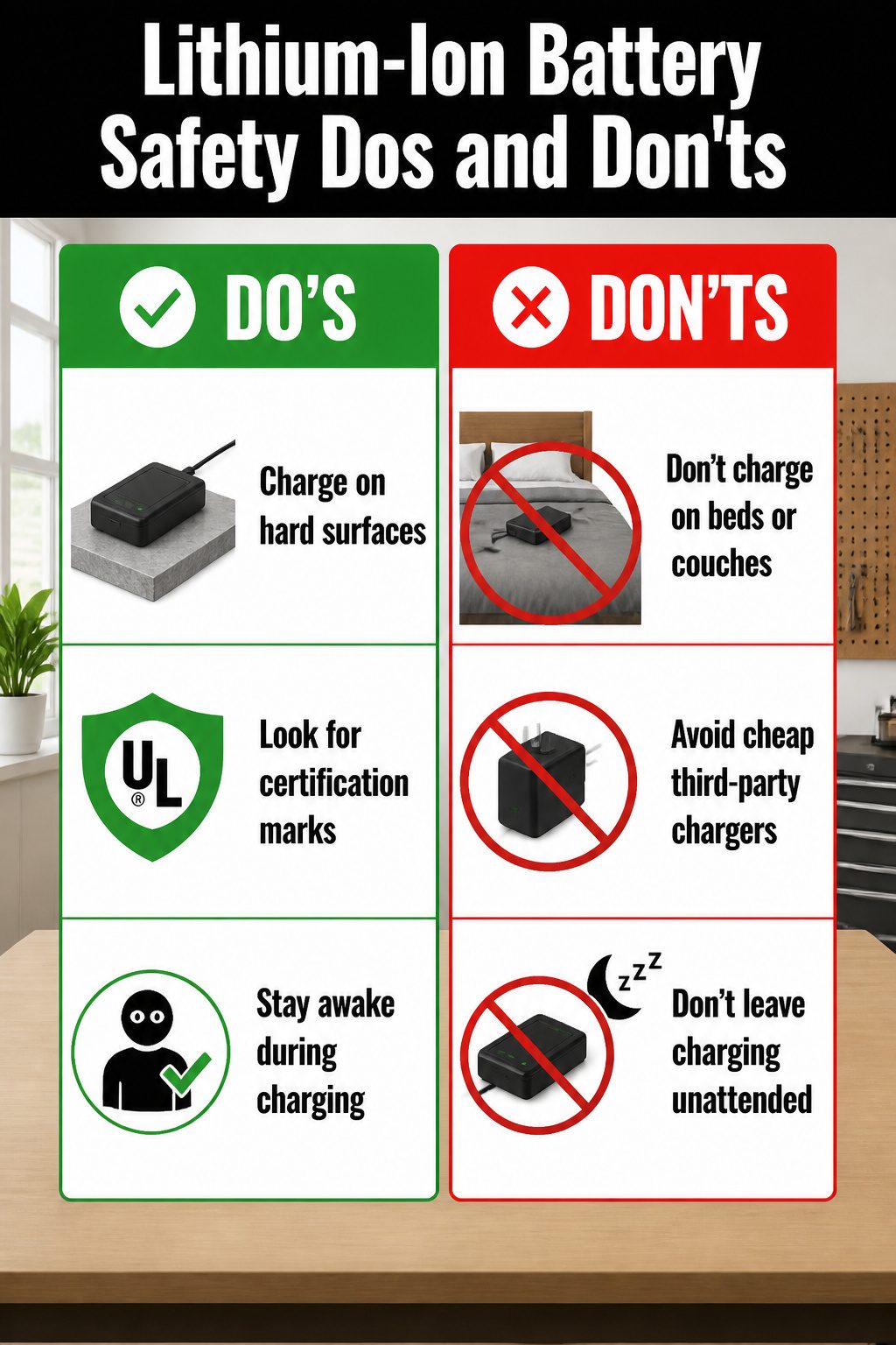Home Fire Safety Steps for Every Household 10 A collection of various lithium-ion battery-powered devices.