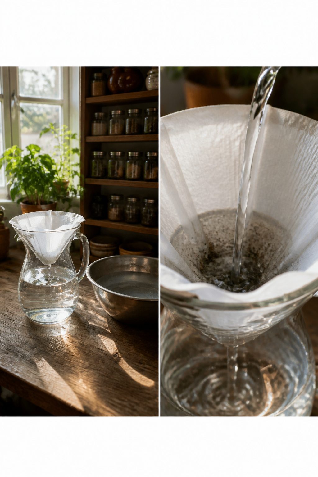 How Long to Boil Drinking Water: A 2026 Guide to Safe Disinfection 1 A container of cloudy water being filtered through a cloth.