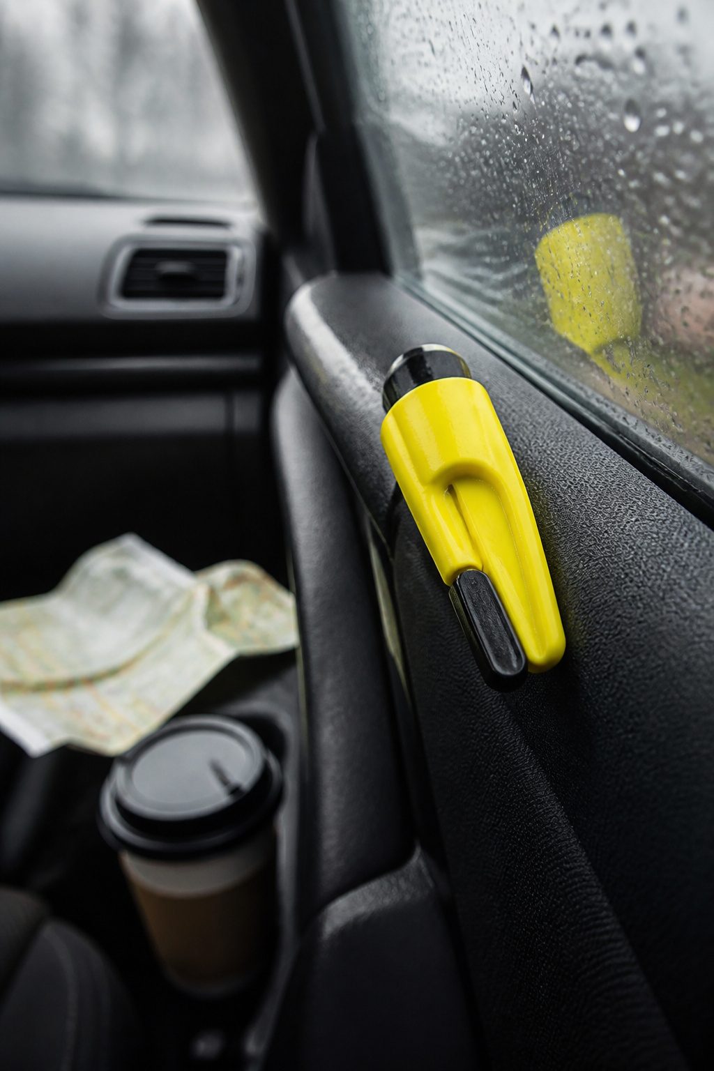 How to Escape a Sinking Car: 5 Steps That Save Lives in 2026 8 A ResQme tool shown in a car, designed for quick access.