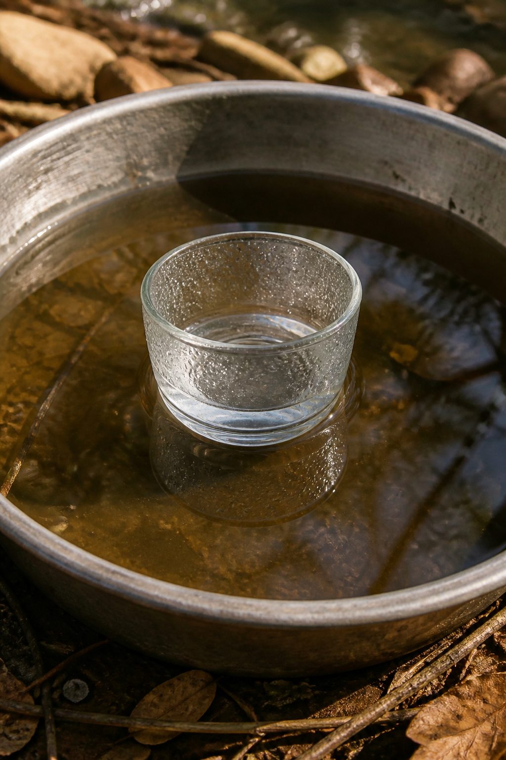How to Make a Solar Still: Seven Steps for Clear Water 8 A collection cup filled with distilled water from a solar still.