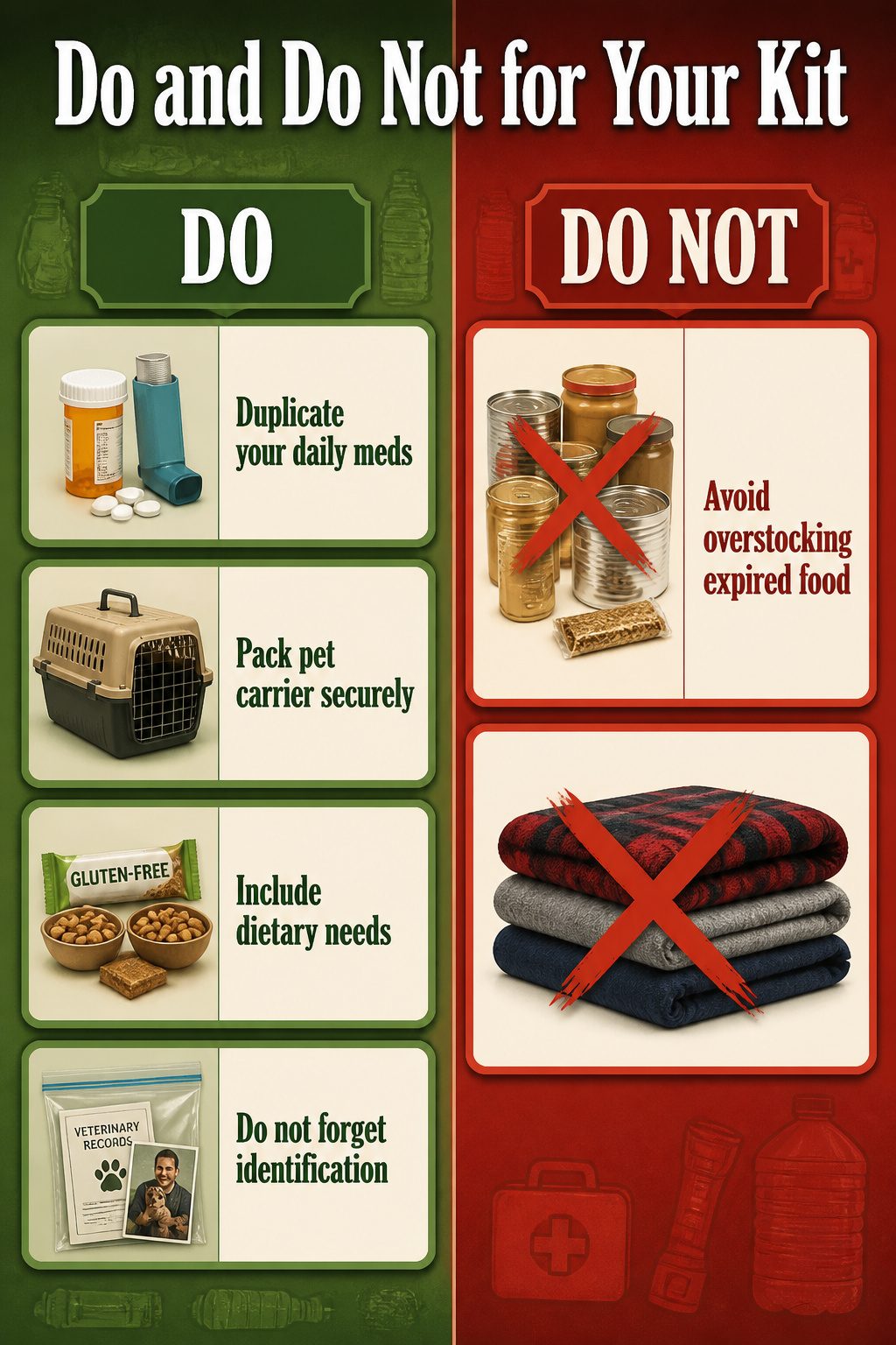 How to Make a Survival Kit: Emergency Preparedness Guide 17 A collection of medications and pet supplies on a table.