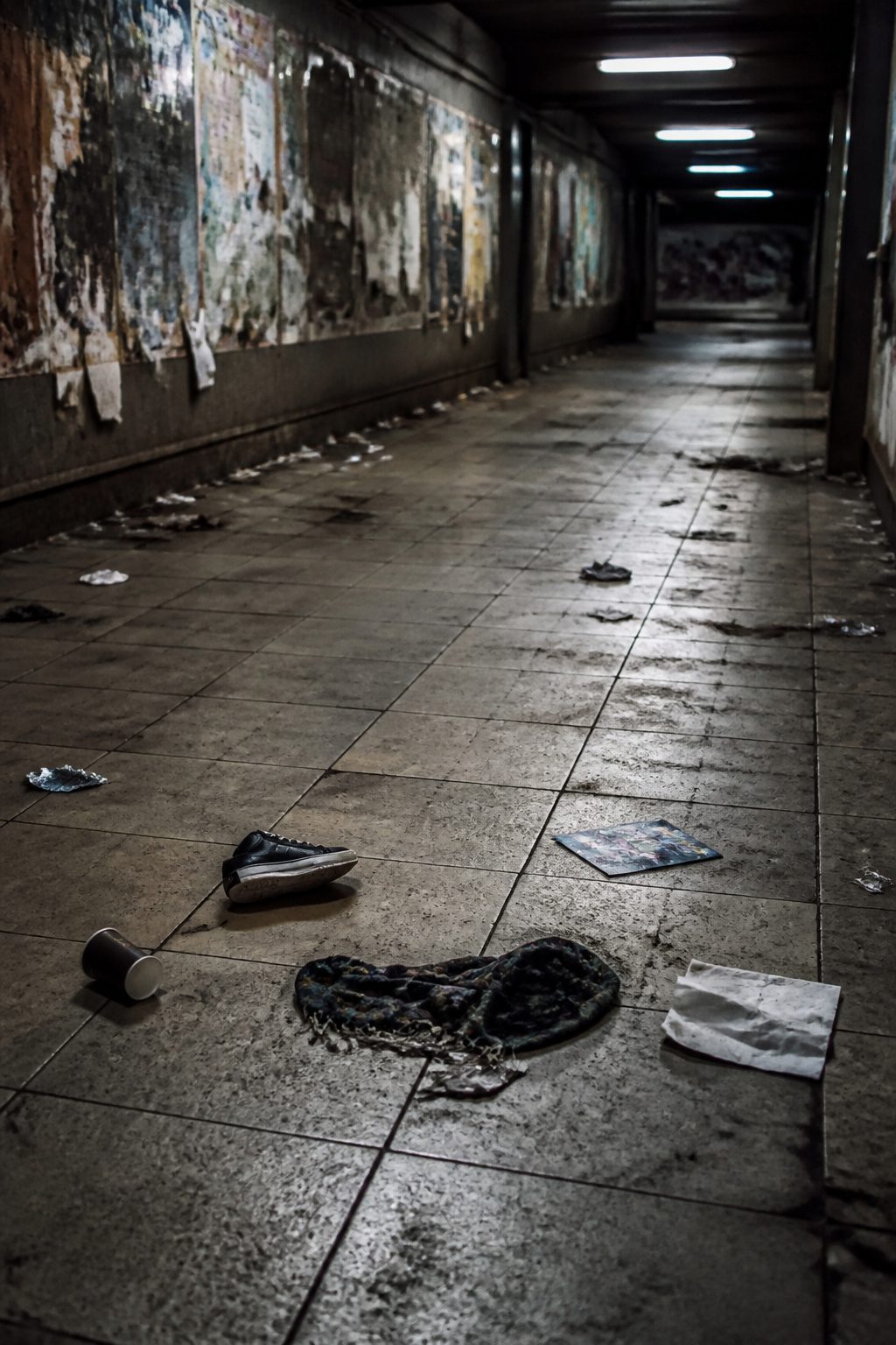 How to Survive a Stampede: 8 Steps for Escaping a Deadly Crowd (2026) 6 An empty space on a tiled floor with fallen items around it.
