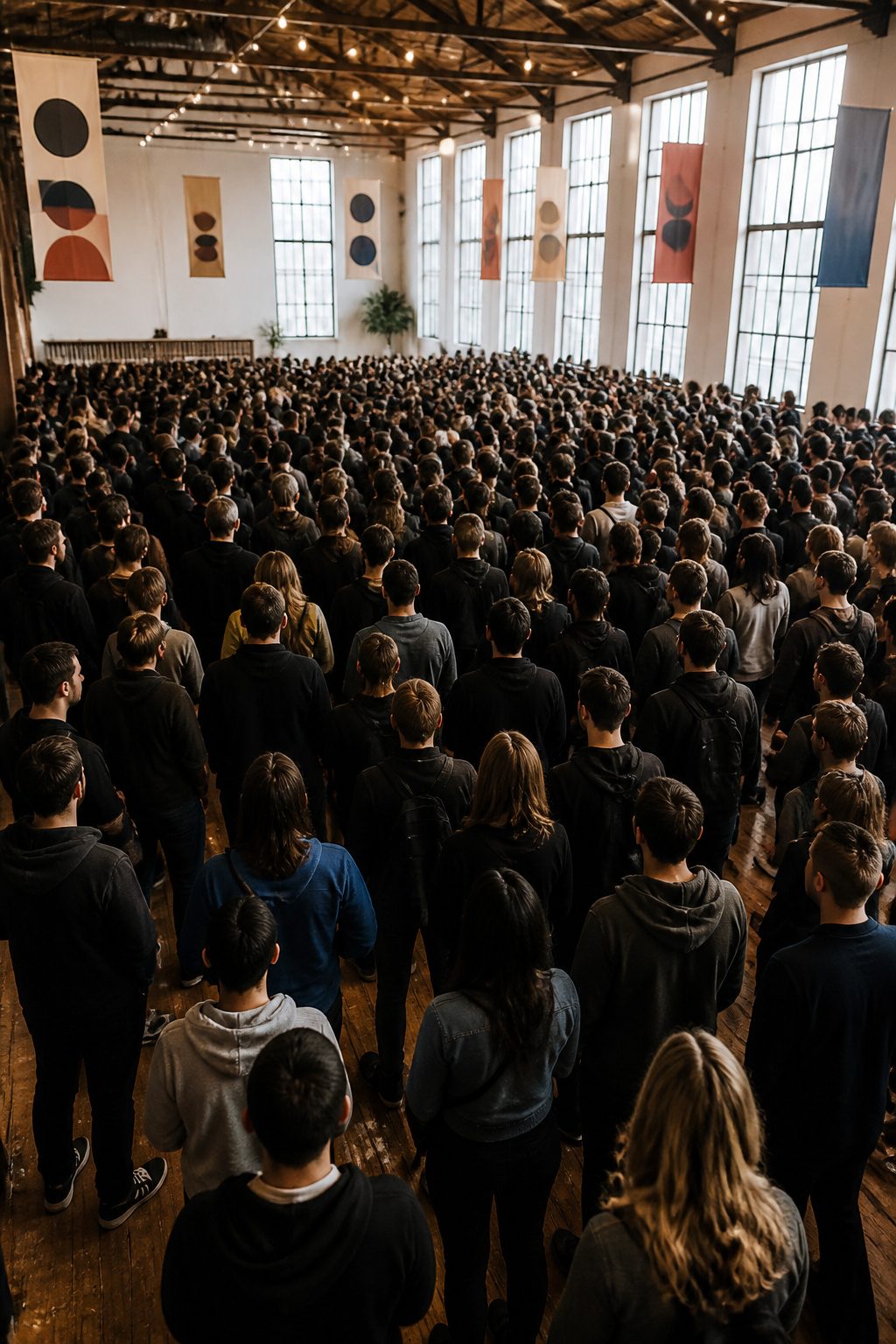 How to Survive a Stampede: 8 Steps for Escaping a Deadly Crowd (2026) 2 A wide shot of a packed crowd in a venue, with natural light streaming in.