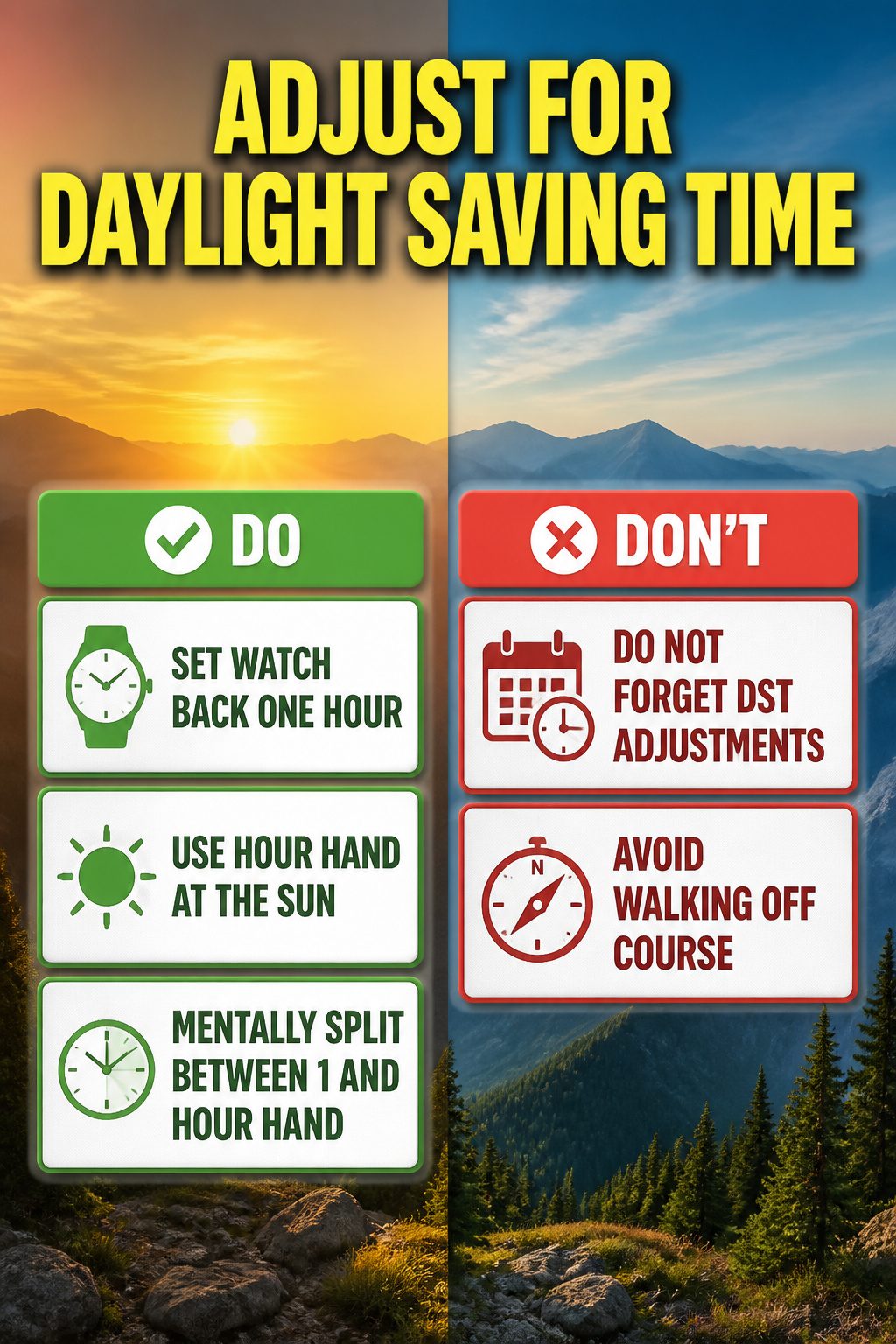 An information image about adjusting a watch for Daylight Saving Time.