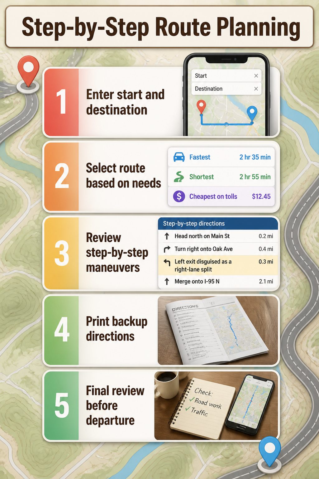 Maps and Directions: Online Services, Route Planning and 8 Map Types for 2026 9 A visual guide detailing the steps for planning a route.