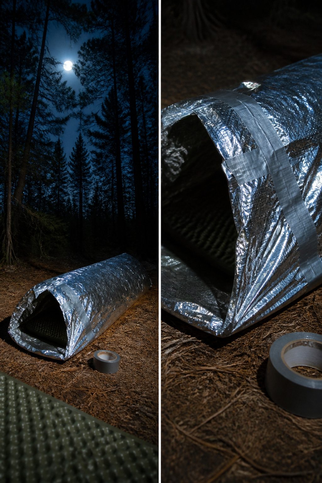 Mylar Blanket Uses: 38 Practical Ideas for Emergencies & Daily Life (2026) 6 A mylar blanket taped into a bivvy, demonstrating its insulation properties.