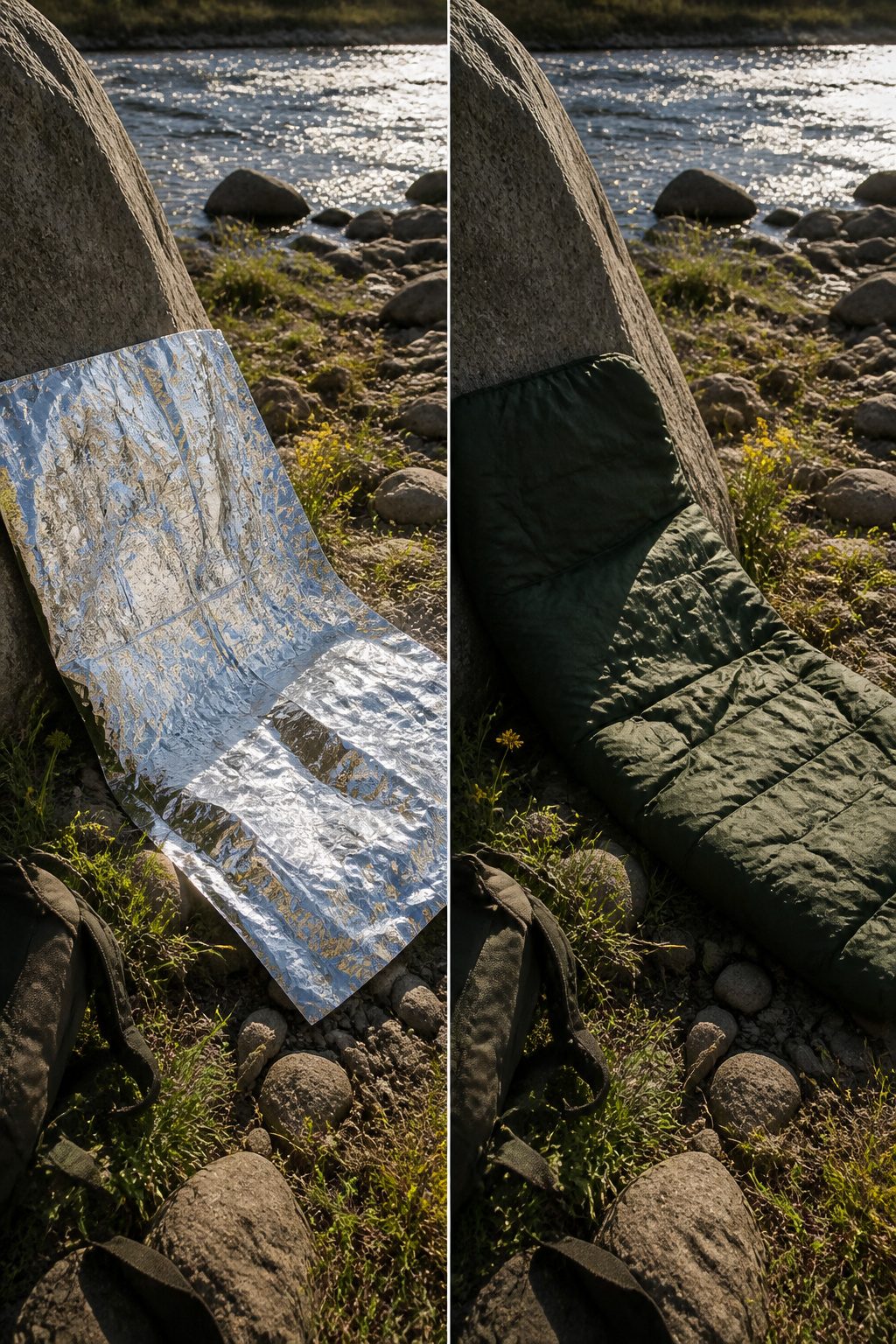 Mylar Blanket Uses: 38 Practical Ideas for Emergencies & Daily Life (2026) 14 A mylar blanket propped up to reflect sunlight for tanning.