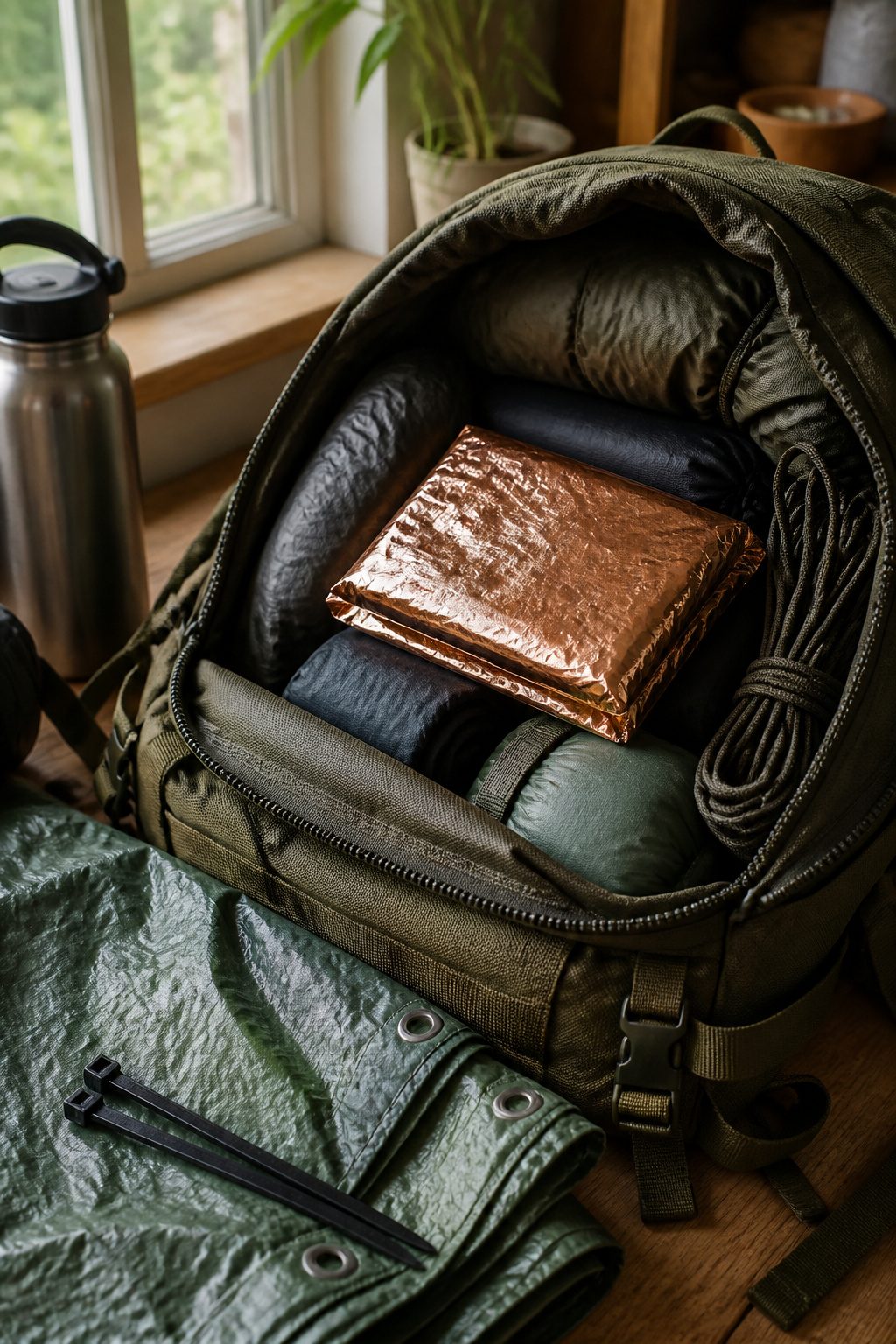 Mylar Blanket Uses: 38 Practical Ideas for Emergencies & Daily Life (2026) 18 A mylar blanket folded around a device inside a camping pack.