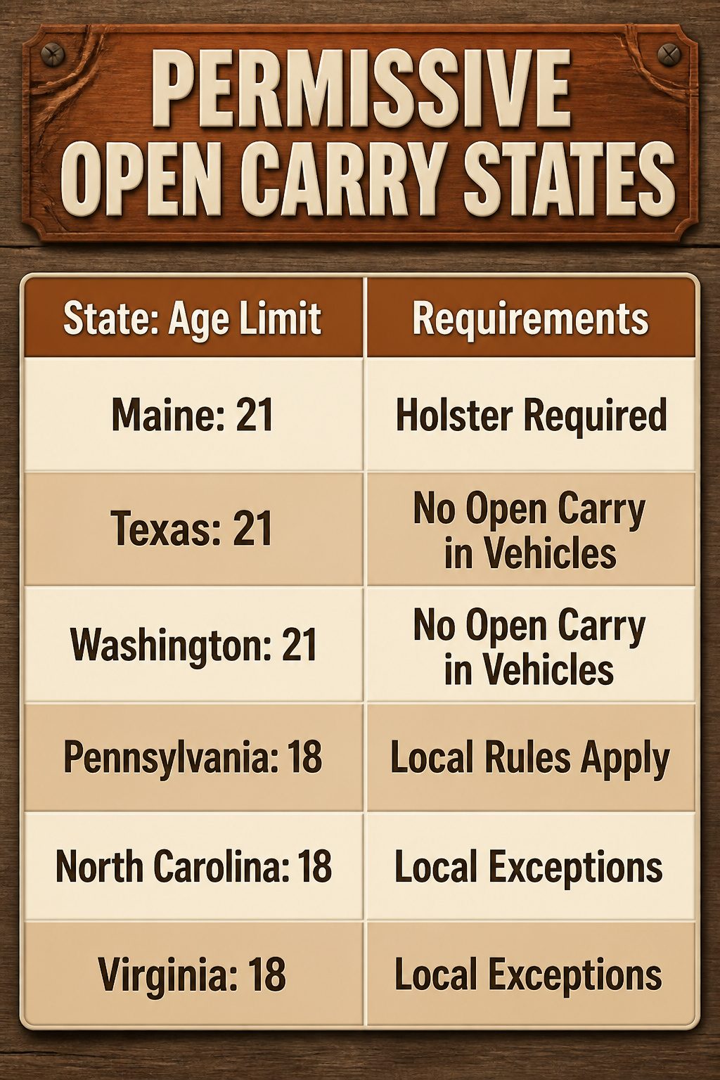 An infographic showing permissive open carry states.