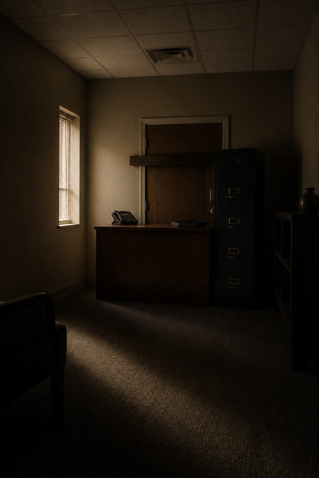 Run Hide Fight: The 2020 Controversial Action Film and Two Key Things It Changed 2 A closed door in an office with heavy furniture blocking it.