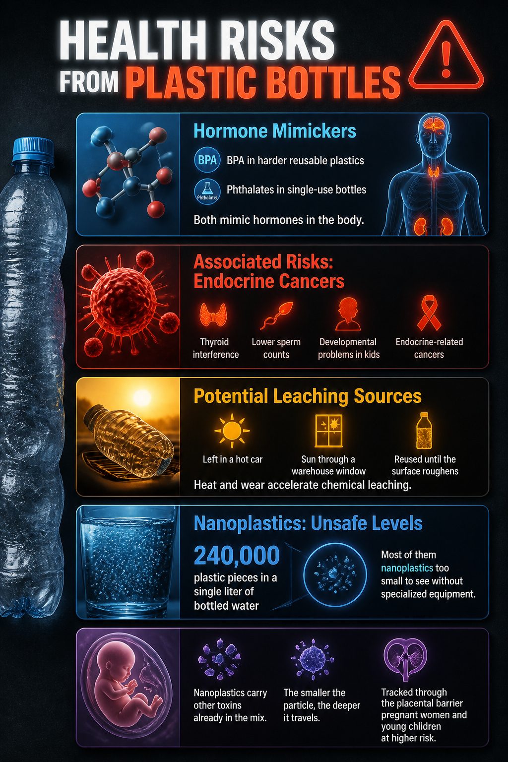 An information graphic about health risks from plastic bottles.