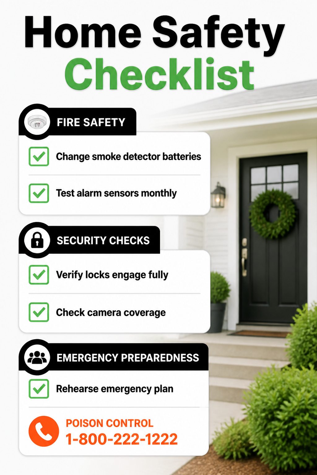 Home Safety and Security: A Practical Guide for 2026 7 A checklist for home safety inspections on a clipboard.