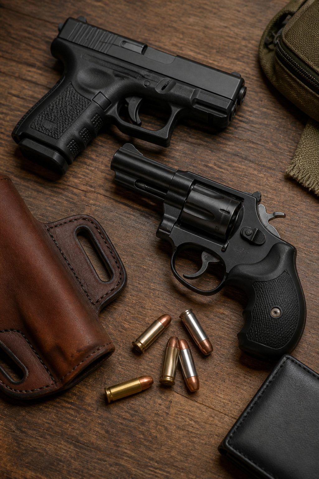Semi Auto or Revolver for Concealed Carry: 5 Key Comparisons for 2026 9 Still life objects representing the 333 rule for concealed carry.