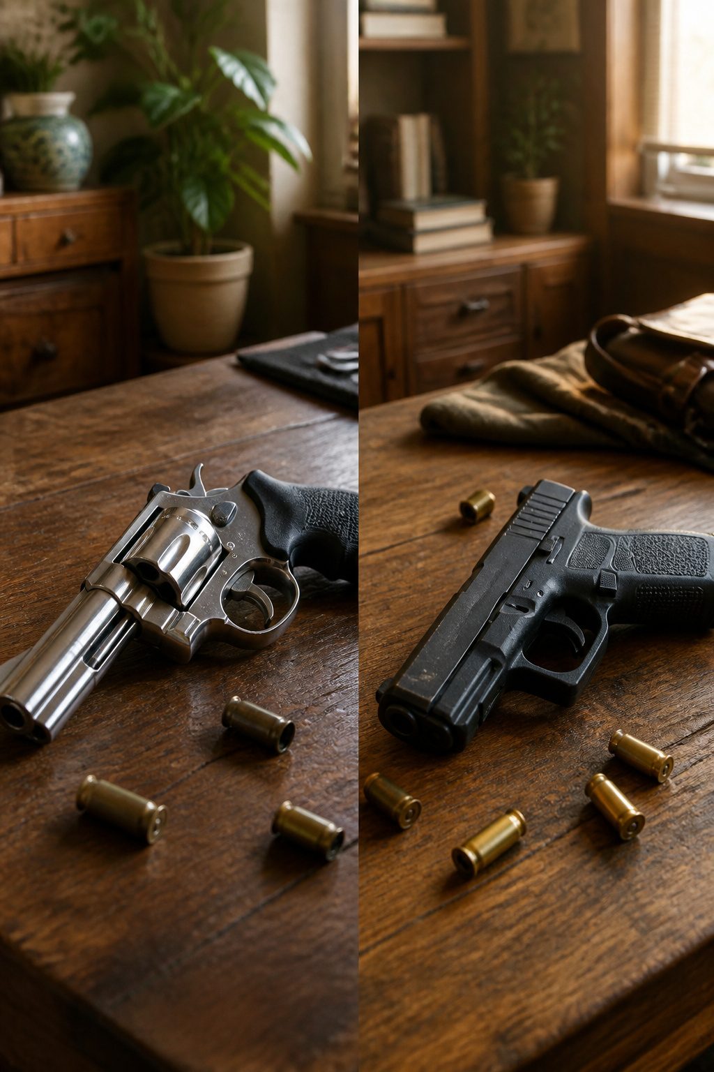 Semi Auto or Revolver for Concealed Carry: 5 Key Comparisons for 2026 1 A revolver with an open cylinder and visible rounds.