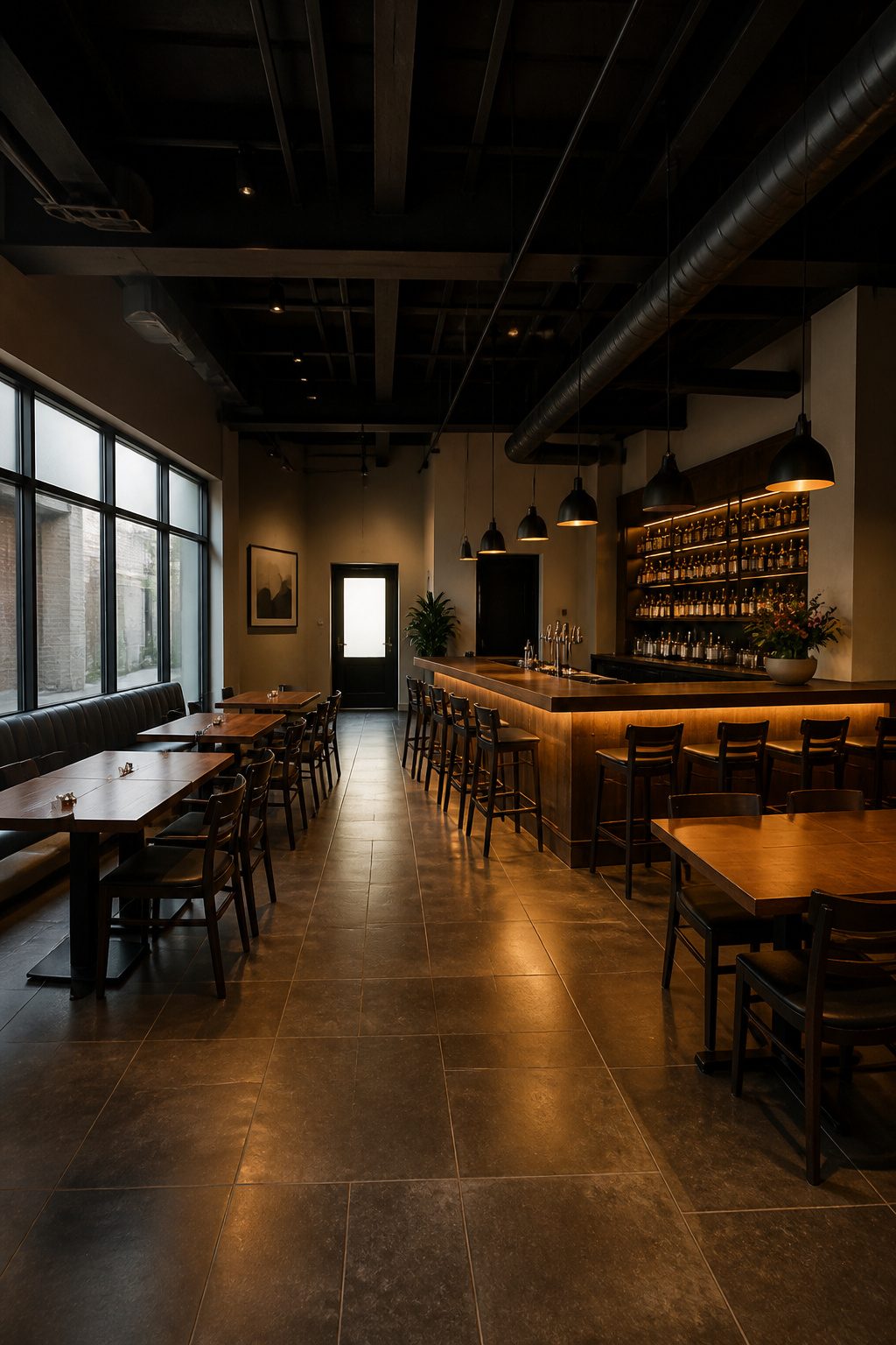 Situational Awareness Tips for Workplace and Daily Safety 3 A view of a restaurant with visible exit signs and pathways.