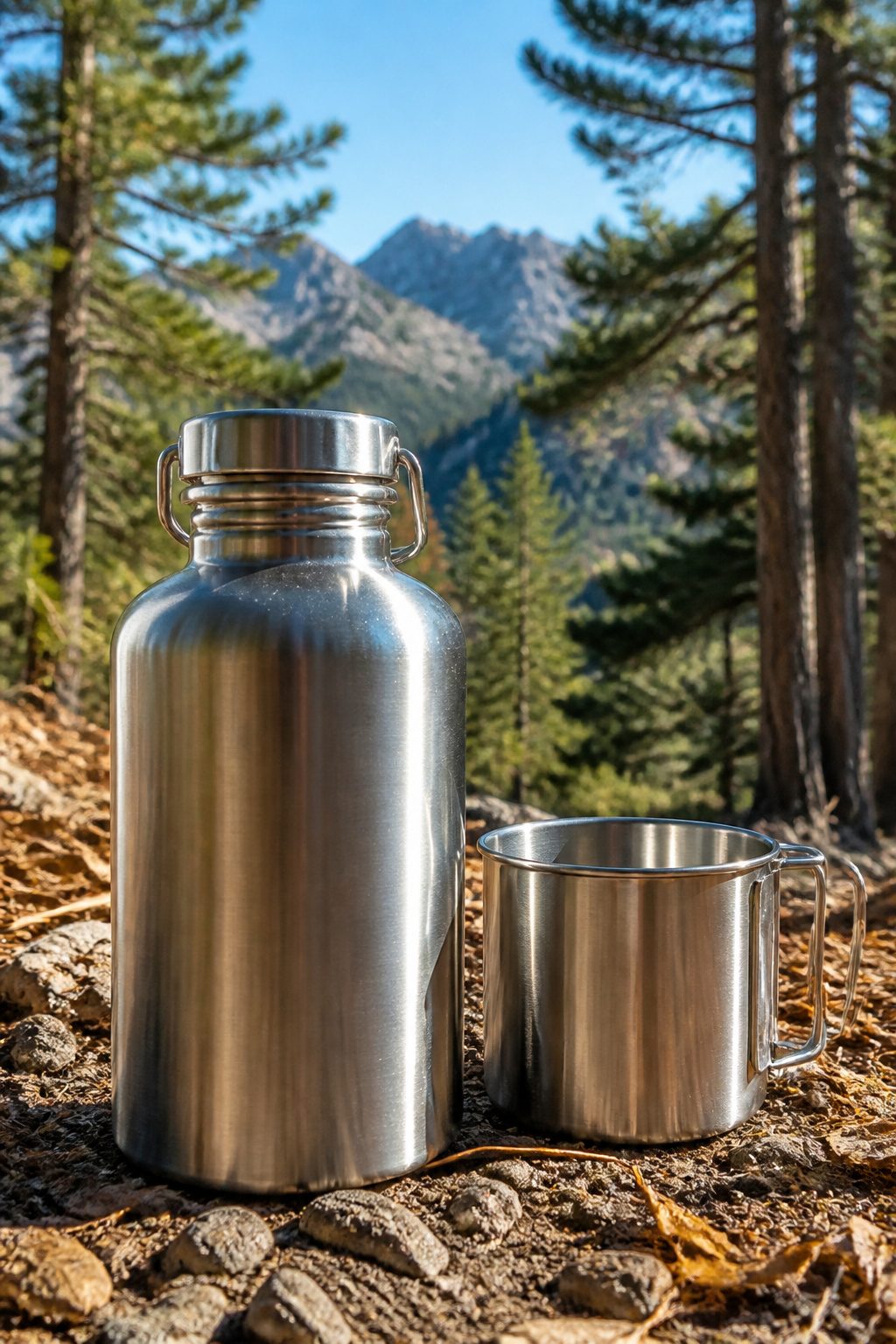 Stainless Steel Canteen: Styles, Covers, and What to Know 1 A stainless steel canteen on a wooden surface.