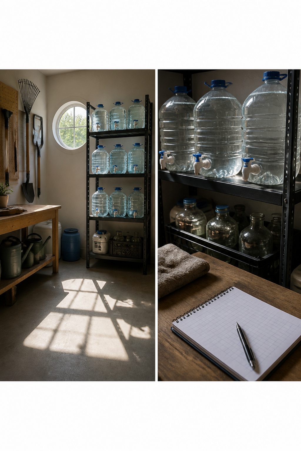 A checklist for maintaining and rotating stored water containers.