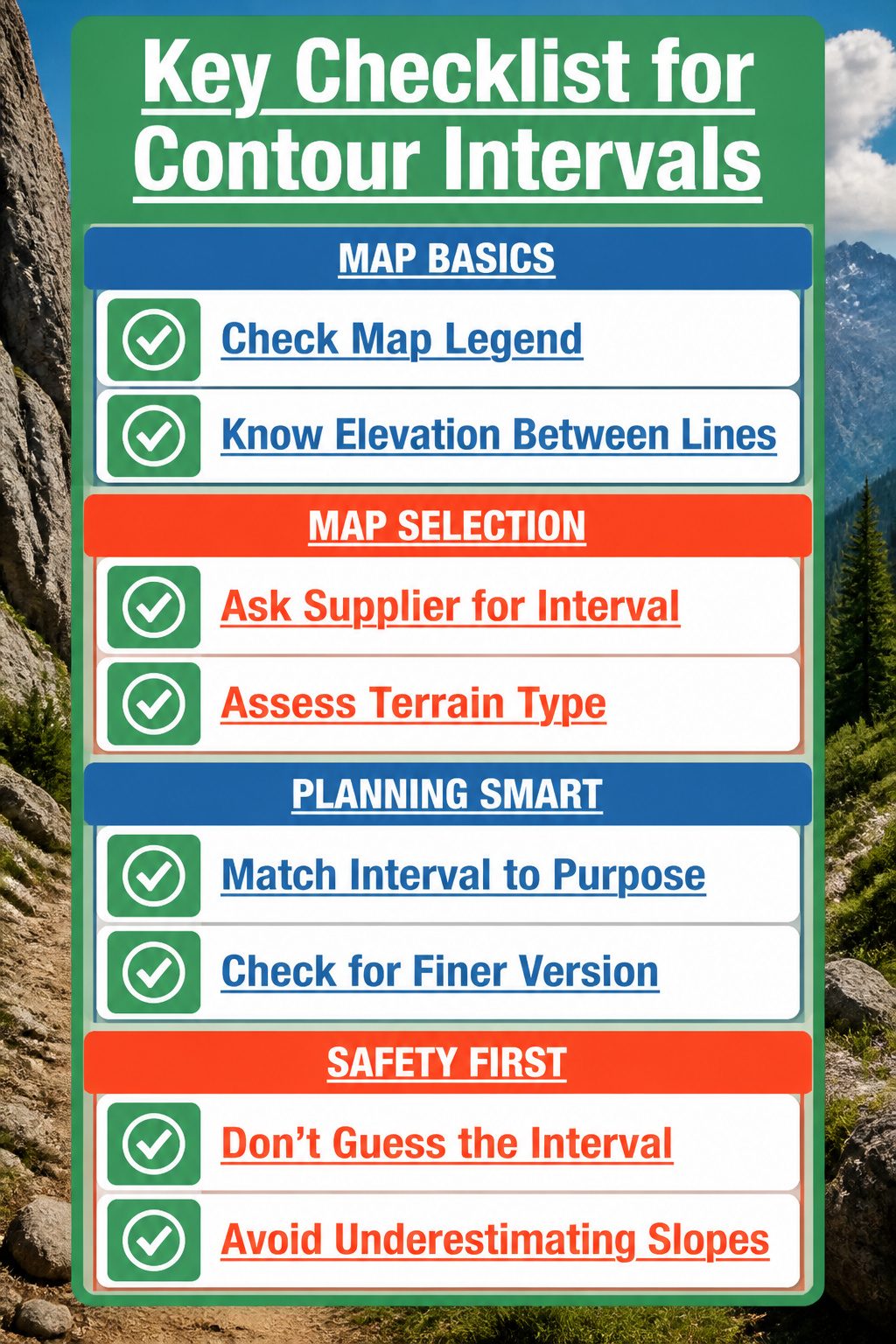 Topographic Map Contour Lines: How to Read Terrain in 2026 10 Information image titled 'Key Checklist for Contour Intervals' for survival.