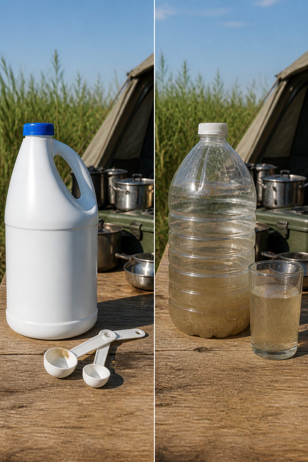 A standard jug of household bleach for water purification.