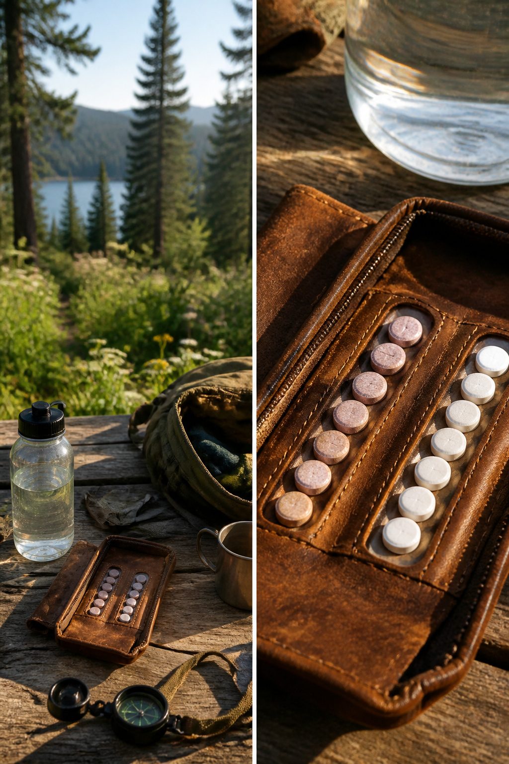 An illustration of taste profiles for water purification tablets.