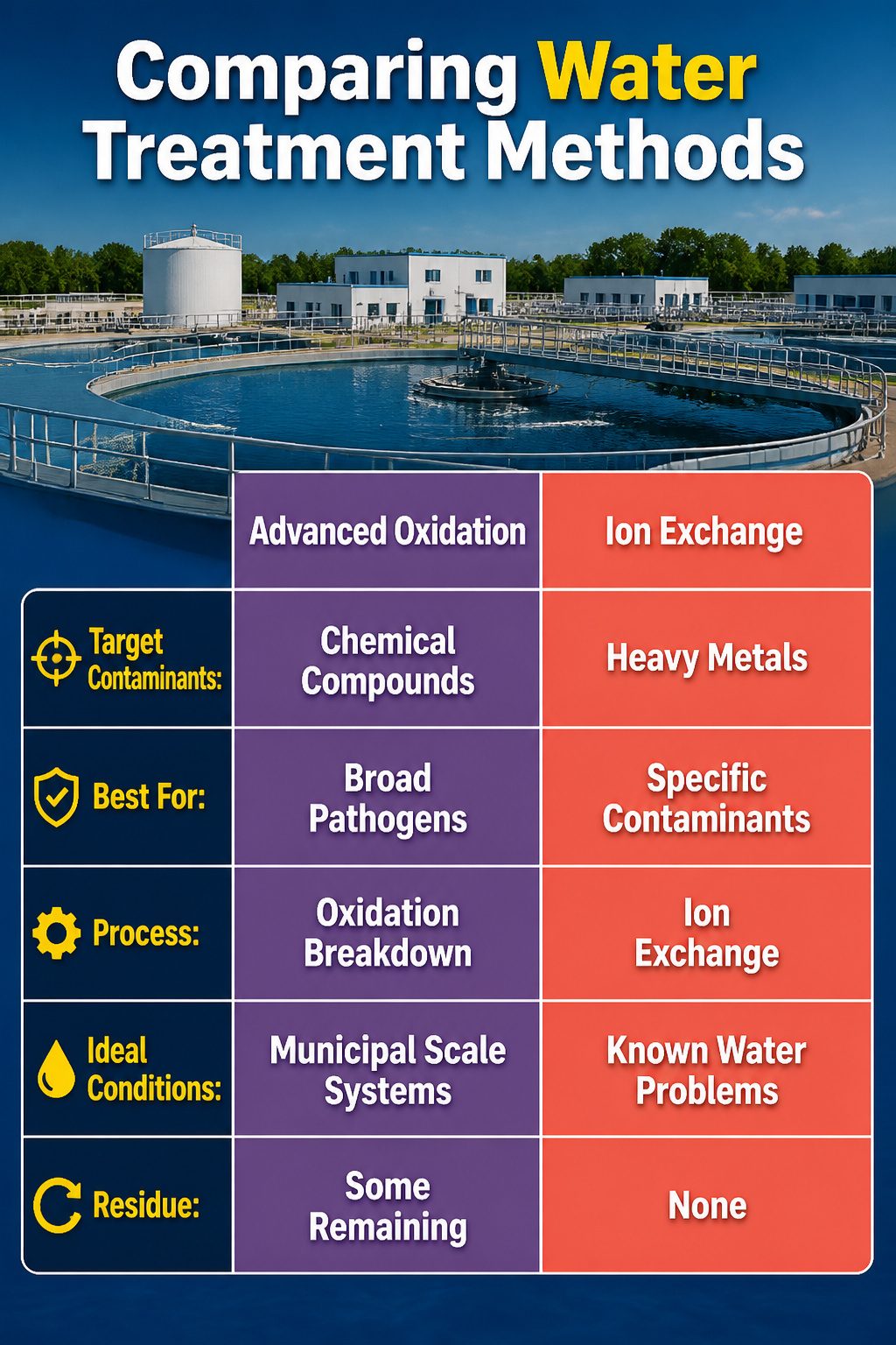 An information image comparing advanced water treatment methods.